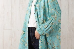 スタンドドロップショルダーチュニック　ローマ更紗