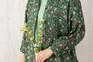 前ヨークピンタック七分袖ブラウス　オランジェ