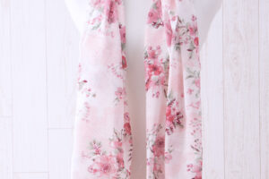 ガーゼチーフ　フラワーレース　ピンク