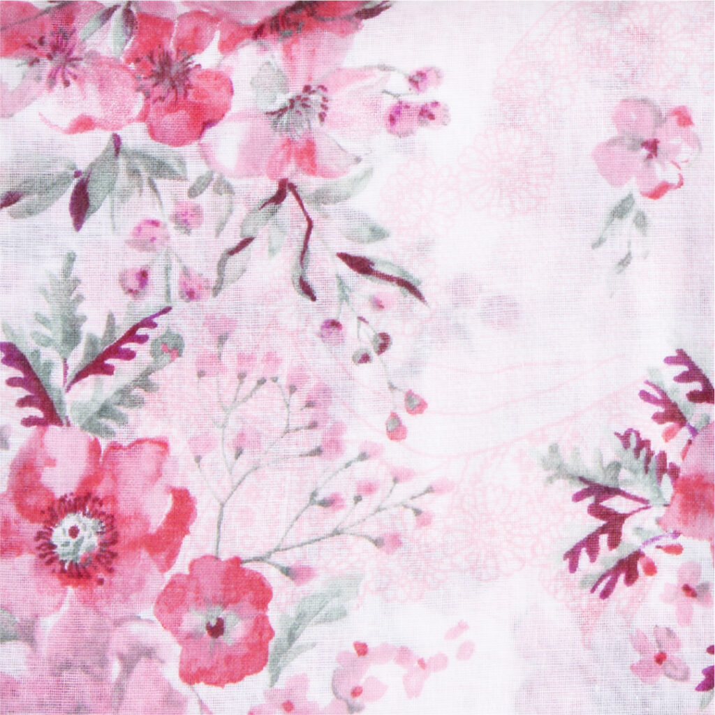 ガーゼチーフ　フラワーレース　ピンク