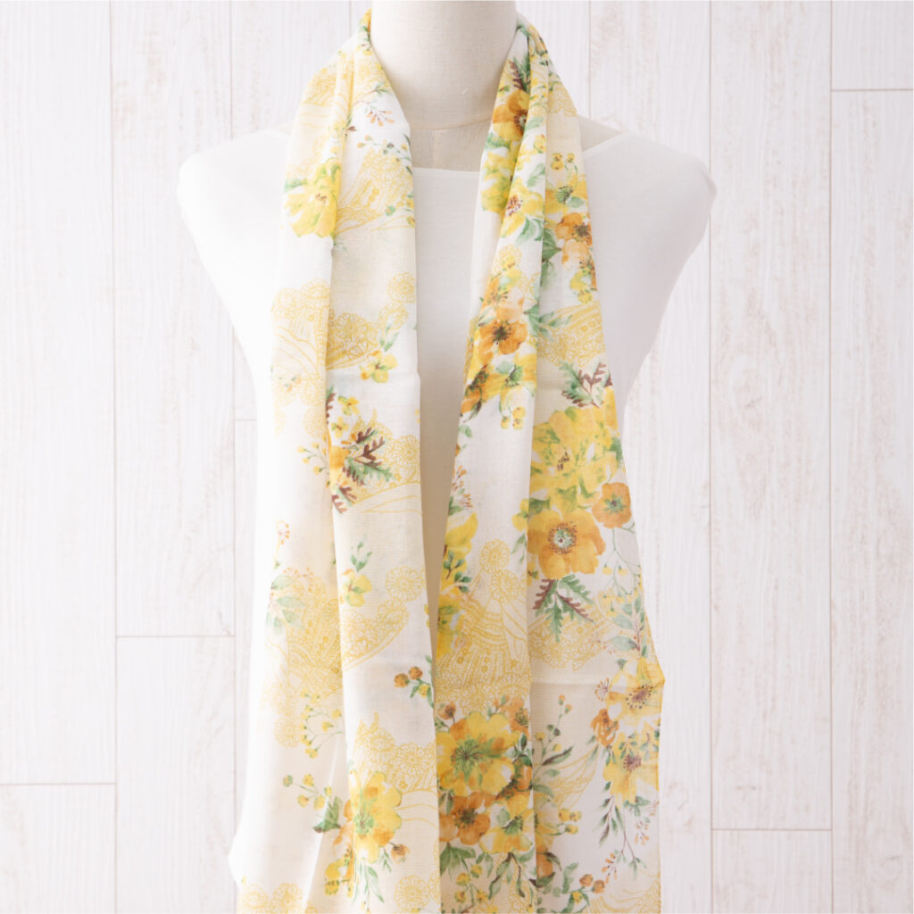 ガーゼチーフ フラワーレース イエロー