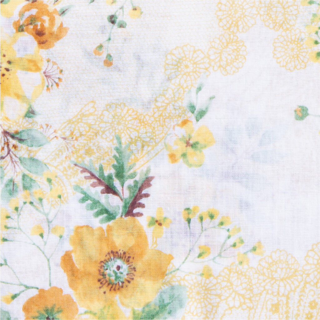 ガーゼチーフ フラワーレース イエロー