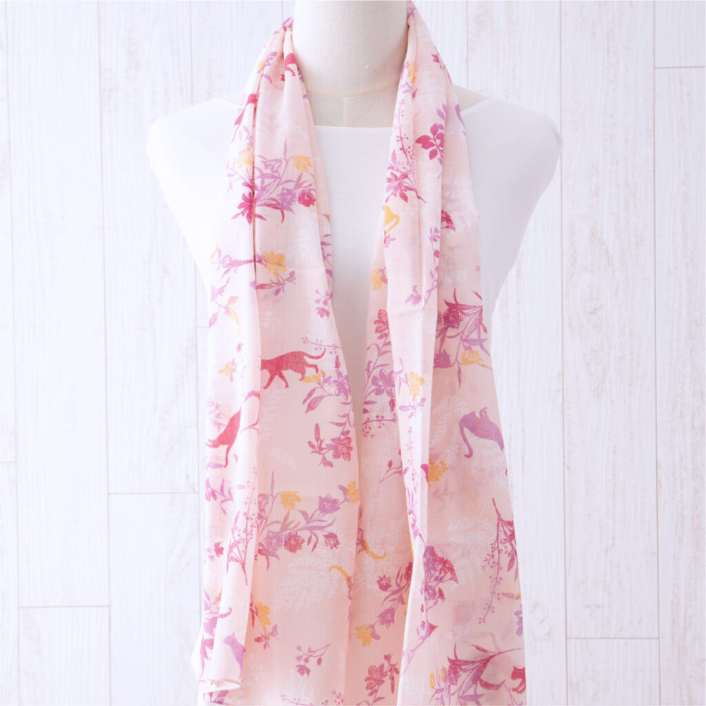 ガーゼチーフ　キャット　ピンク