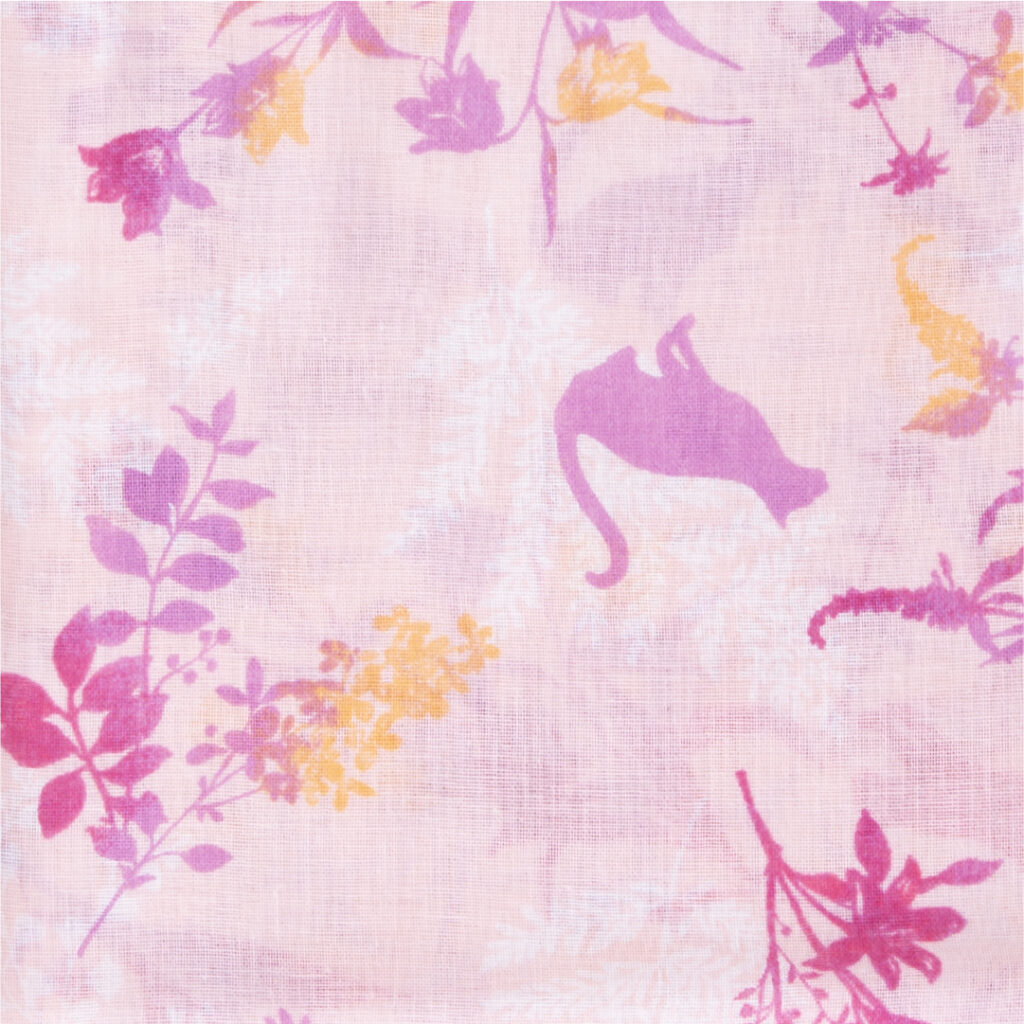 ガーゼチーフ　キャット　ピンク