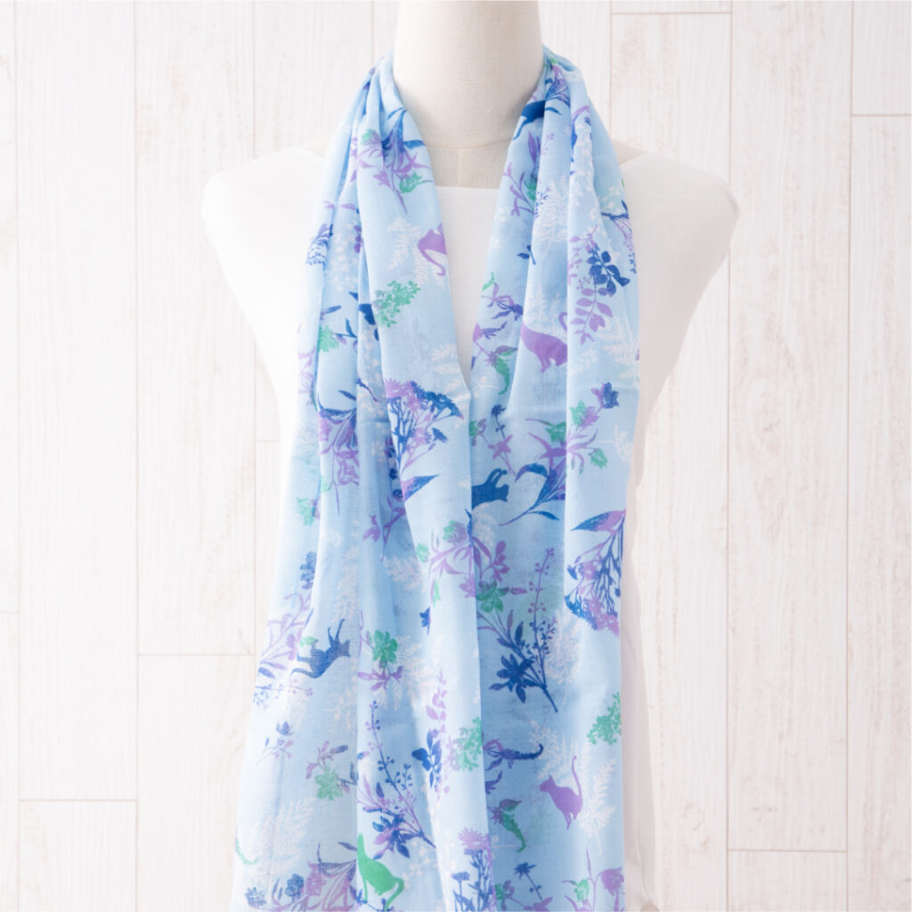 ガーゼチーフ　キャット　ブルー