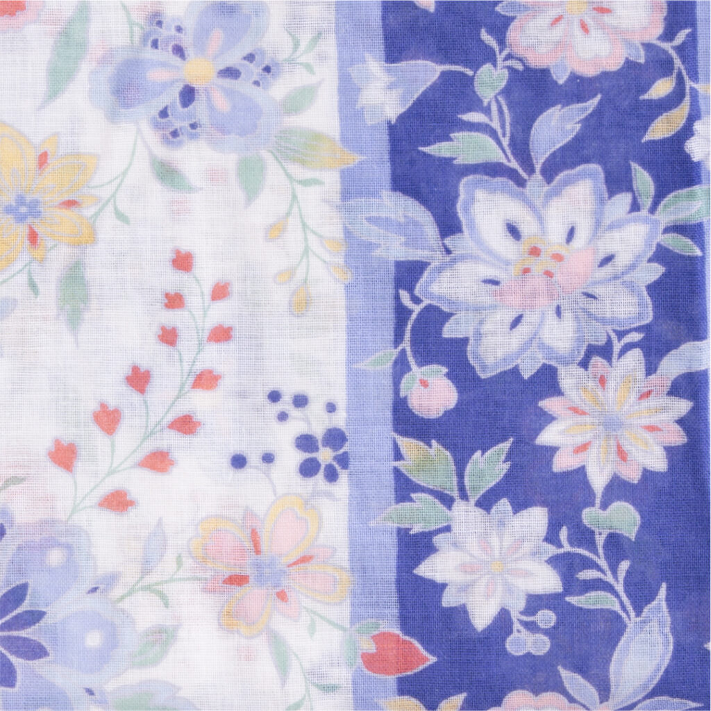 ガーゼチーフ 花唐草 ブルー
