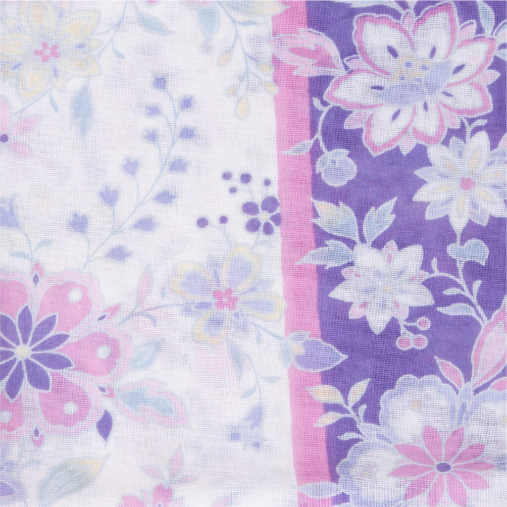 ガーゼチーフ　花唐草　パープル