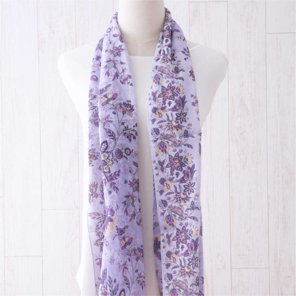 ガーゼチーフ　更紗　パープル