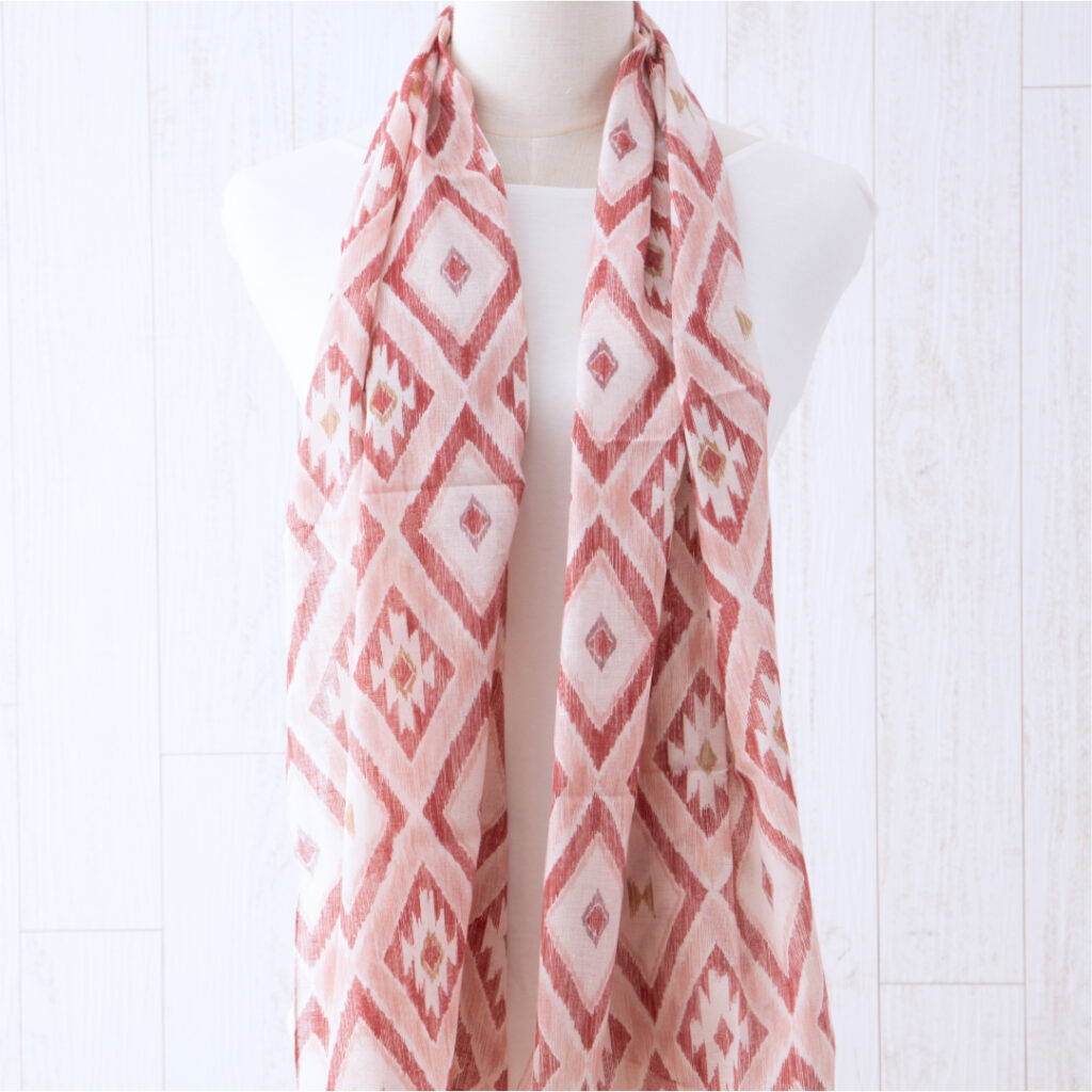 ガーゼチーフ　絣　アカ