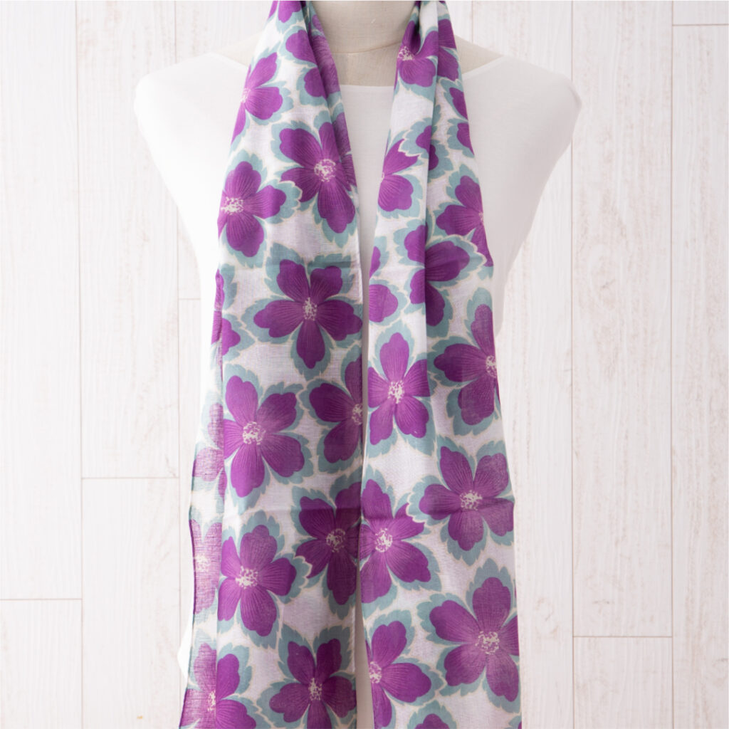 ガーゼチーフ　花卉（かき）パープル