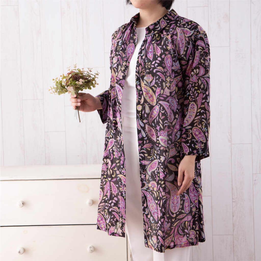 シャツカラーヨーク切替ギャザーチュニック　ジェノバ
