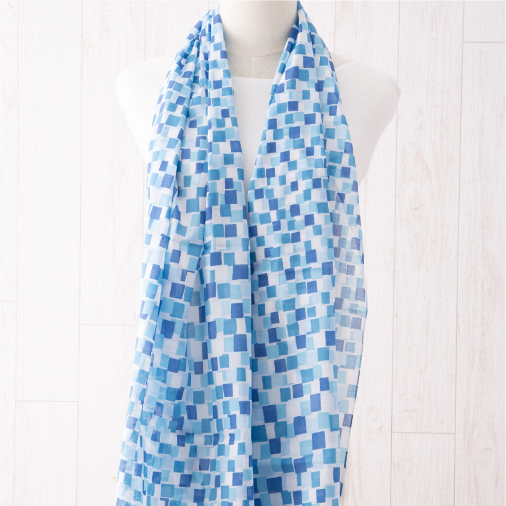 KYOTO BLUE　綿ローンスカーフ　Stone of Waterway(水の路）