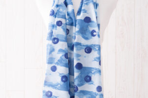 KYOTO BLUE　綿ローンスカーフ　Welling of Water(湧き水）