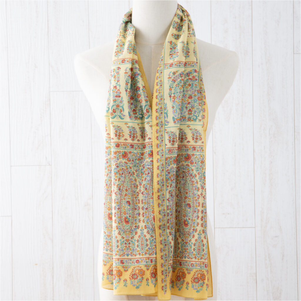 綿ローンロングスカーフ  ニームペイズリー